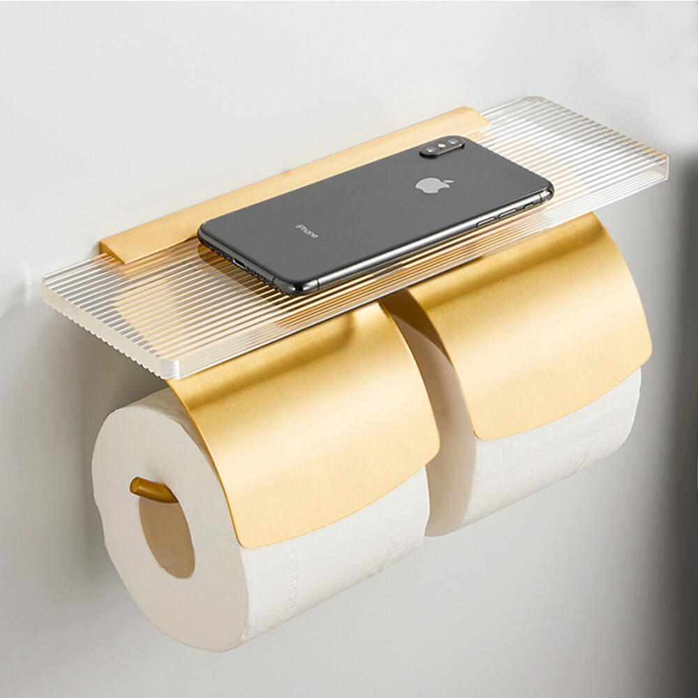 クリアトイレットペーパーホルダー2連