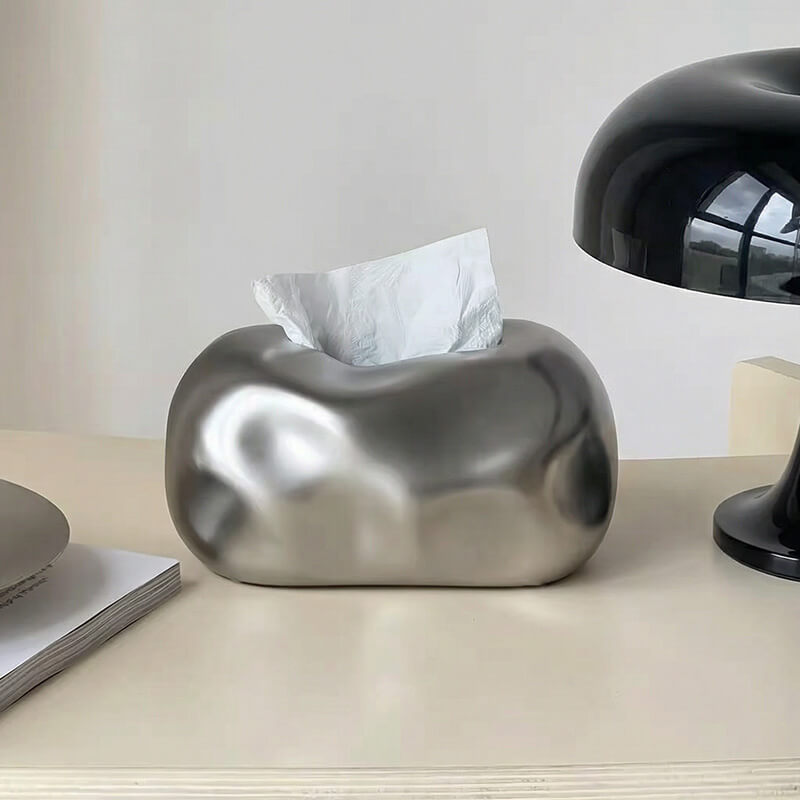 グレーの球形ティッシュボックス 使いにくい？】球体のティッシュケース「ペーパーポット」使用レビュー