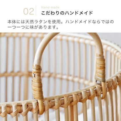 天然ラタンオーバルランドリーバスケット